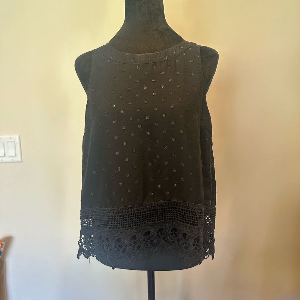 BKE Black Lace Trim Blouse